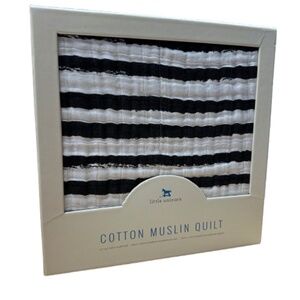 Little Unicorn 100% Cotton Muslin Quilt in Ink Stripe for Baby Boy Nursery NEW